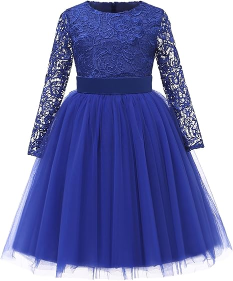 lace and tulle flower girl dress with full skirt