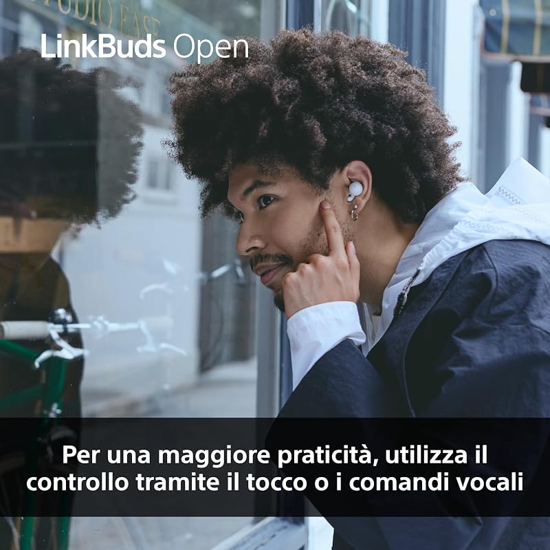 LinkBuds Open – Cuffie Bluetooth True Wireless Aperte - Suono trasparente, comfort, 4,8 g, Alta qualità del suono, IPX4, connessione Multipoint, batteria fino a 22 ore, iOS e Android – White