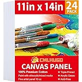 24 Packs 11x14 Blank Boards for Painting Kids, Art Canvases for Painting,Primed Acid-Free 100% Cotton Canvas Panels for Acrylic Oil Watercolor