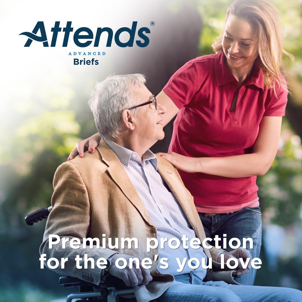 Attends Advanced Briefs with Advanced Dry-Lock Technology for Adult Incontinence Care, Medium, Unisex, 24 Count (Pack of 4): Health & Personal Care