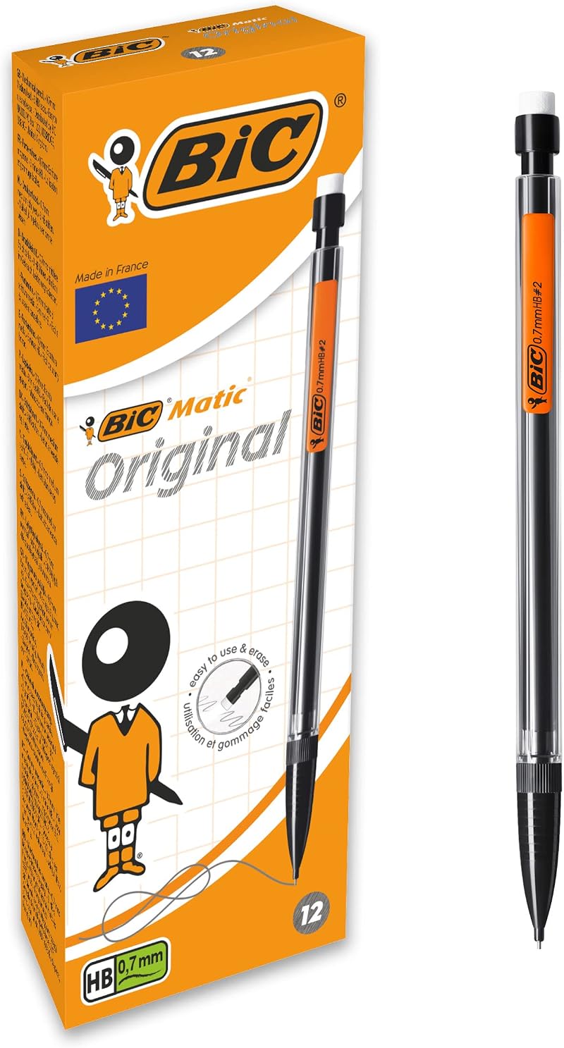 Bic Matic Original Mechanical Pencils 0.7 mm Pack of 12 with 3 HB Refills