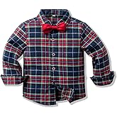Baby Boys Button Down Plaid Aloha Shirt Long Sleeve Button Down Dress Shirt for Holiday