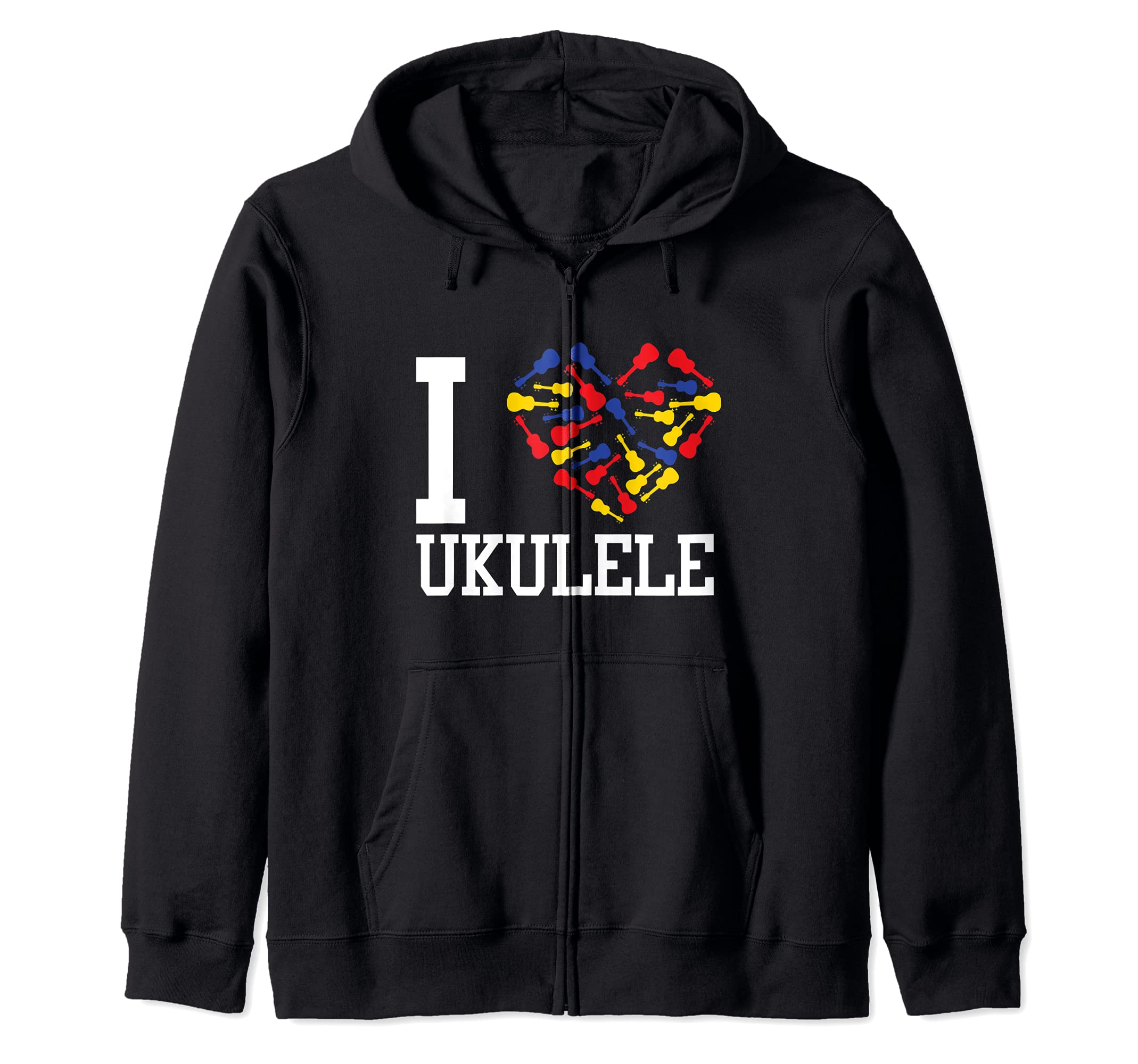 I Love Ukulele Hawaiian Acoustic Guitar Hawaii Musician Uke Zip Hoodie