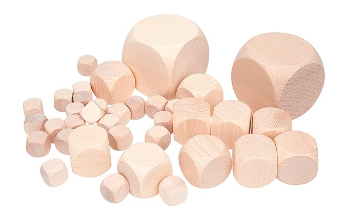 GICO Blankowürfel - Holzwürfel - Gebetswürfel - Bastelwürfel XXL- Set mit 37 Würfeln