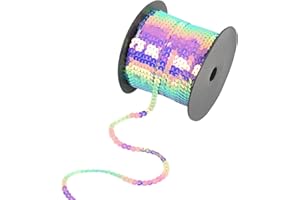 EZ Trims Flat Sequin Strip, 6mm String Metallic Sequin Strand, Multicolor, 100 Yards