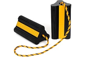 KOMOKERU Heavy Duty Wheel Chocks, 2 Pack Rubber Wheel Block Front and Back, Non-Slip Base with Nylon Rope, Dual Wheels Rubber Tire Chocks,Wheel Stoppers for Travel Trailers Car, RV Camper Aircraft Truck
