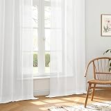MRTREES White Voile Curtains 2 Panels 132x137 cm Rod Pocket 54 Drop view 5