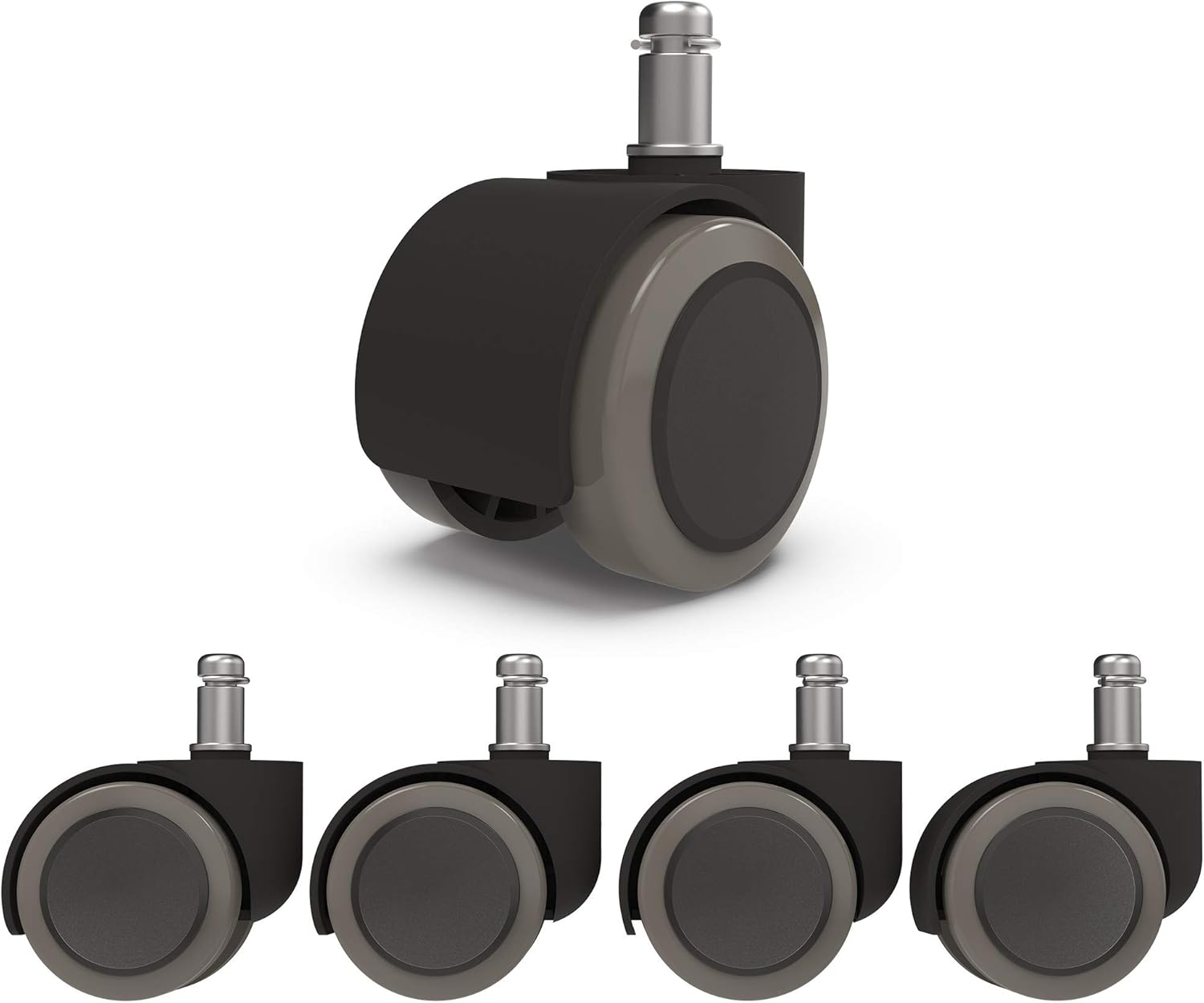 Universal Office Chair Casters Wheels, BHONY 2'' Stem Caster Wheels Replacement Set of 5, Standard Heavy Duty Stem Desk Chiar Wheels for All Floors, Support Up to 330lbs : Office Products
