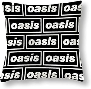 Rockfeeltee Soft Satin Throw Pillow Case Oasis Logo Home Decor Pillow Cases Cushion Cover 18''×18''