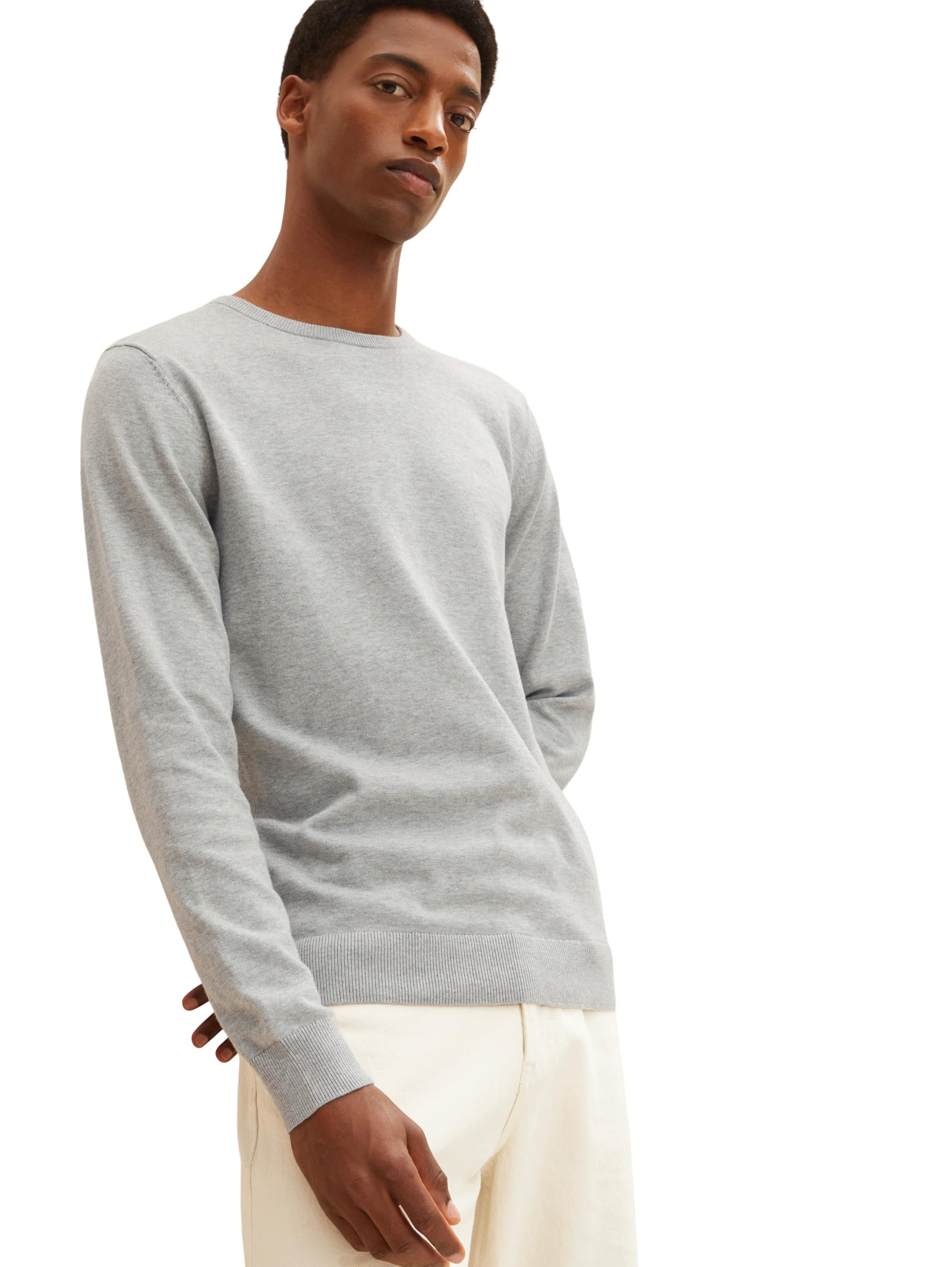 TOM TAILOR Herren Basic Strickpullover mit Crewneck 4