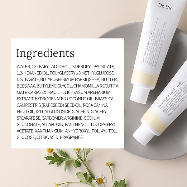 DR.BIO NOURISHING HAND CREAM (2.7OZ/80ML), MOISTURIZER TREATMENT FOR DRY, SENSITIVE HANDS, REPAIR HAND LOTION WITH NON-GREASY, FAST-ABSORBING, HYDRATING FORMULA, NAIL CARE, TRAVEL SIZE, VEGAN
