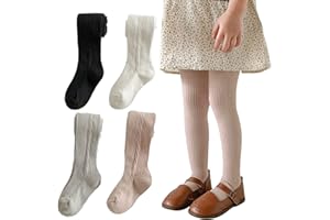 LOOCHING Baby Girl Cable Knit Leggings Stocking Tights Footed Pants Toddler Kids Cotton Warm Pantyhose 1-8Years