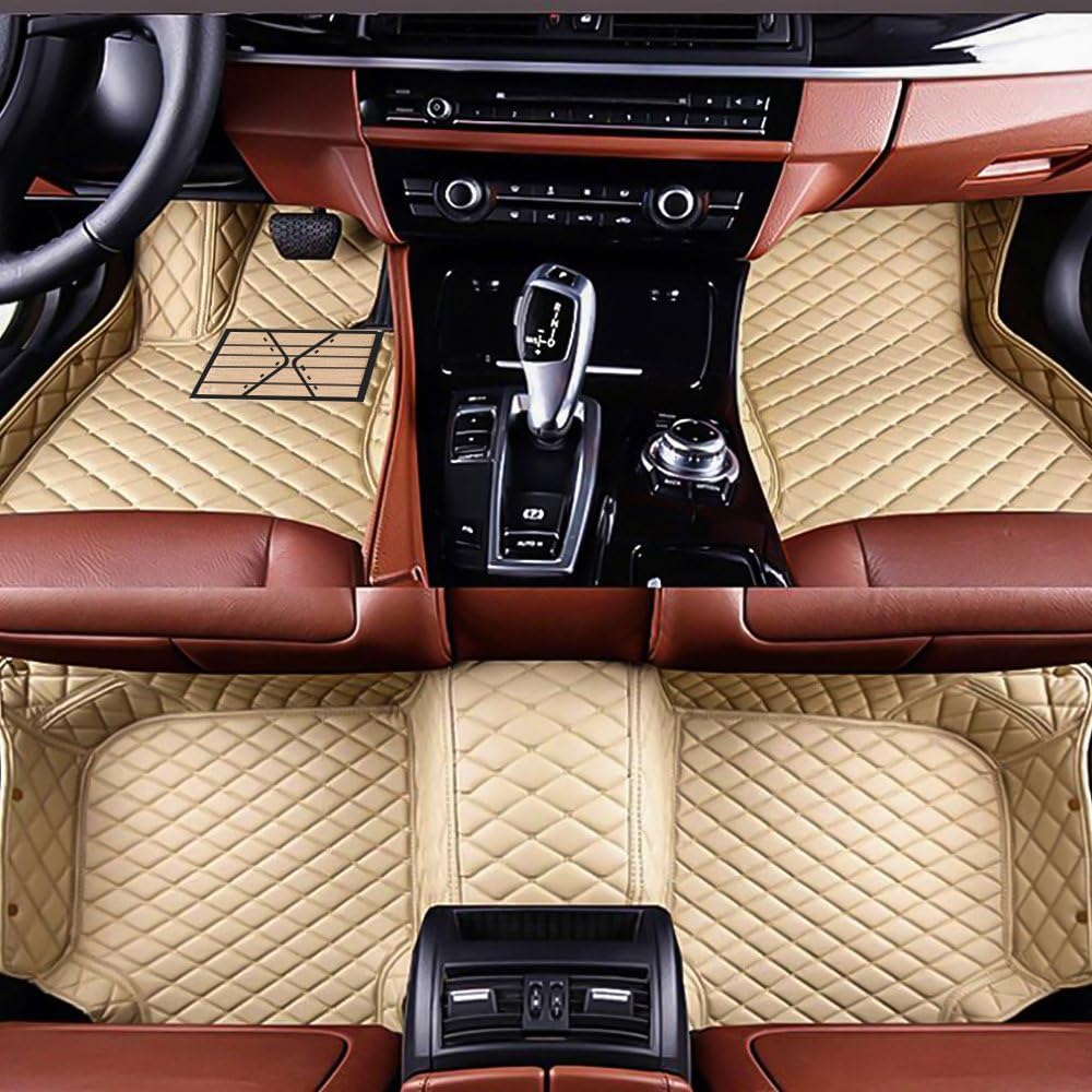 ZKAR Faux Leather Floor Mats for Lexus LX570 5 Seats 2016-2017 All Weather Auto Floor Mats, Waterproof Artificial Leather Carpets, Stitching XPE Interior Liner