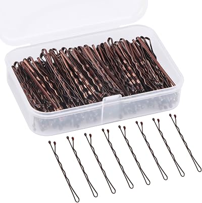 OWill 150 Pieces Bobby Pins Brown Hair Clips Storage Box Kirbys for Women