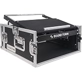 Sound Town 4U PA DJ Pro Audio Rack/Road ATA Case with 11U Slant Mixer Top, 20.2&rsquo; Rackable Depth, 4 Space Size - Pro Tour Grade (STMR-4U)