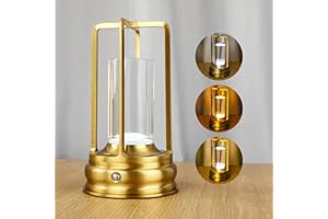 Rechargeable LED Table Lamp, Portable Crystal Bedside Lamp with Touch Control, 3 Color Dimmable Light, 2000mAh Battery, Moder