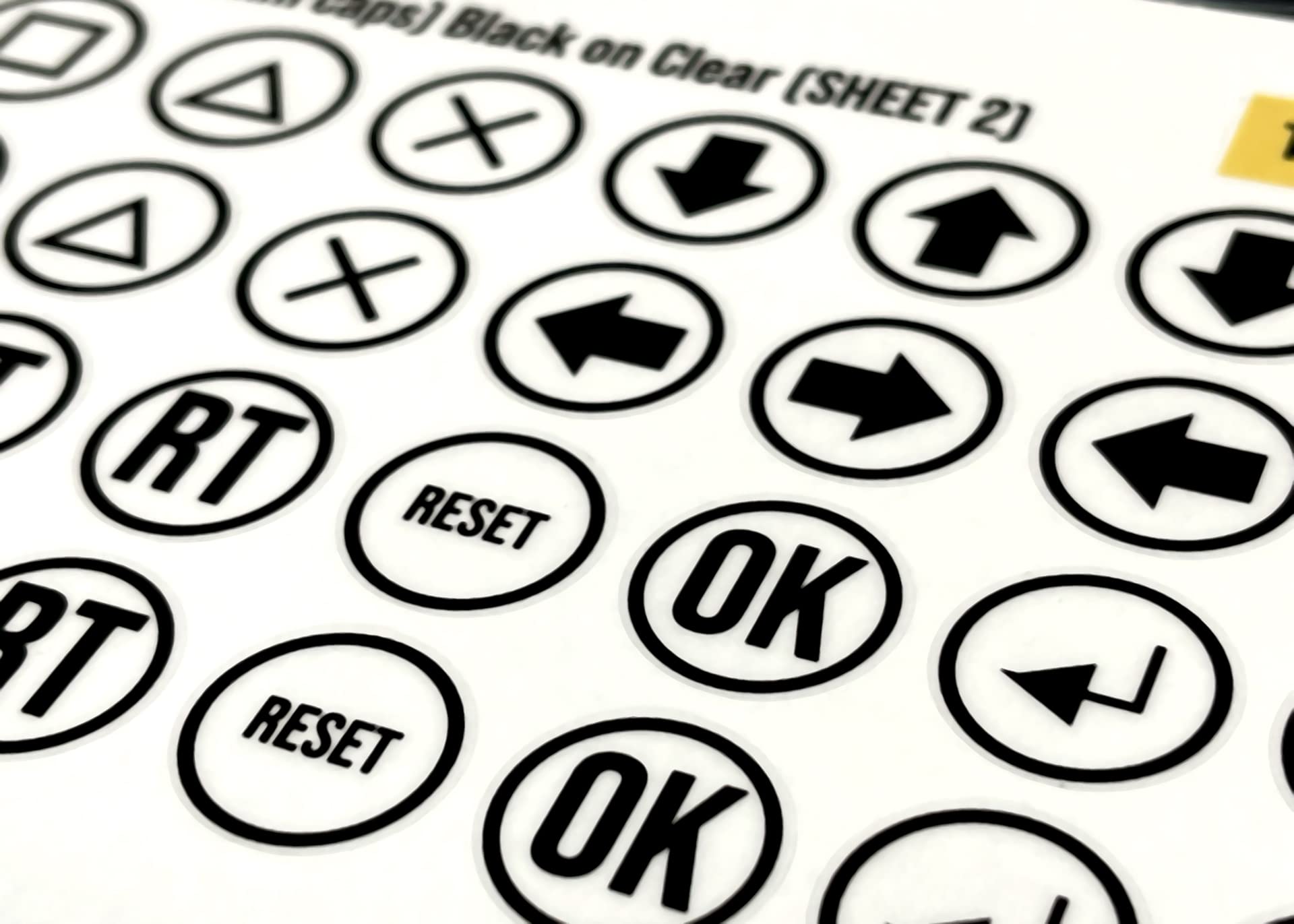Die-Cut Arcade Button Labels (Clear) | Button Label Stickers for Arcade Cabinets | Arcade Button Cap Labels | 24mm and 30mm Button Caps