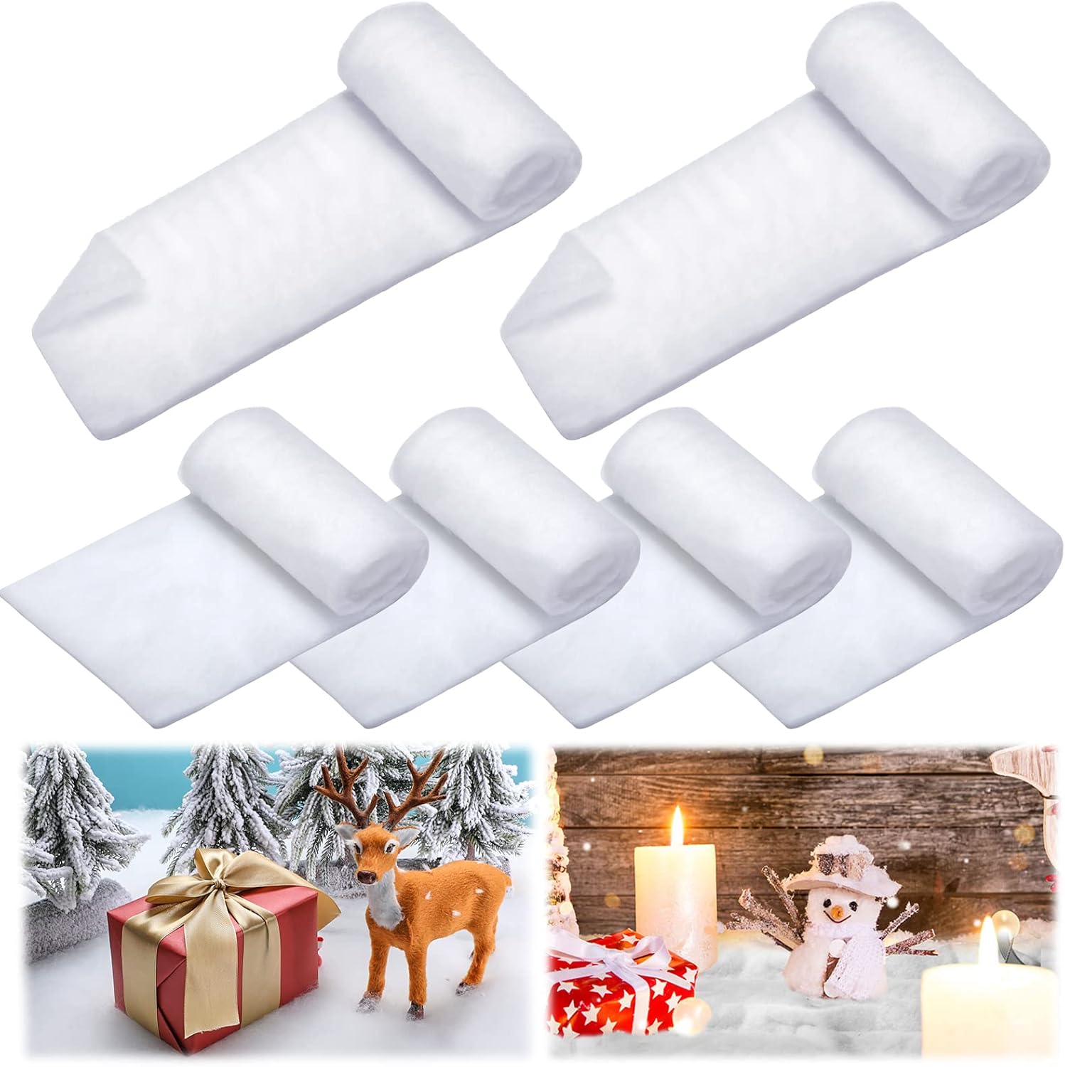 Artificial Snow - 6 Pieces Christmas Snow Blanket Roll Fake Indoor Snow Blanket Artificial Snow Blanket Holiday Decorating Snow for Christmas Decoration, Village Displays, Under The Christmas Tree