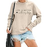 RMTXCD Life is Better with My Boys Sweatshirt for Women Boy Mom Letter Print Graphic Pullover Mom Life Casual Crewneck Tops