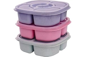 TurtingAs Snack Containers, 4 Pack Reusable Bento Snack Box, 4 Compartments Meal Prep Lunch Containers for Kids Adults, Divid