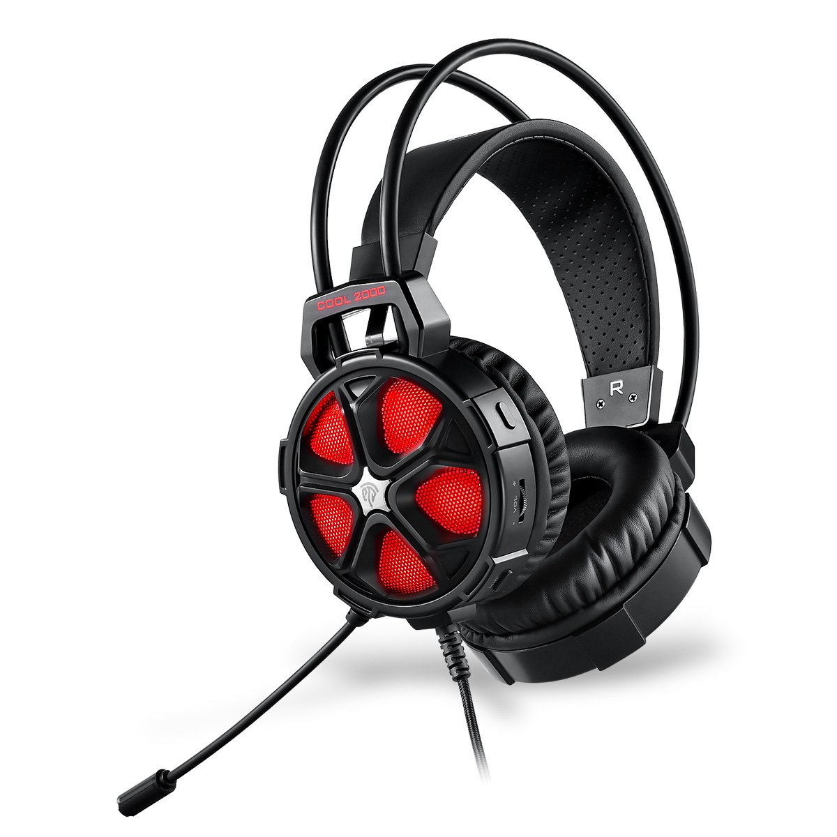 Gaming Headset, EasySMX COOL 2000 Over Ear Stereo Gaming Headphone with Mic and Volume Control, Y Splitter Cable, for PC/MAC/NEW Xbox One/PS4/Smartphone/Nintendo Switch (Black and Red)