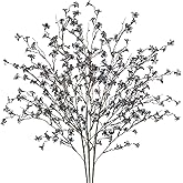 GhuaH 3 Pcs Cherry Blossom Branches Artificial Flowers for Spring Summer Indoor Decoration Faux Cherry Blossom Long Stems Dusty Blue Silk Fake Flowers for Tall Vase Arrangements Home Wedding Table