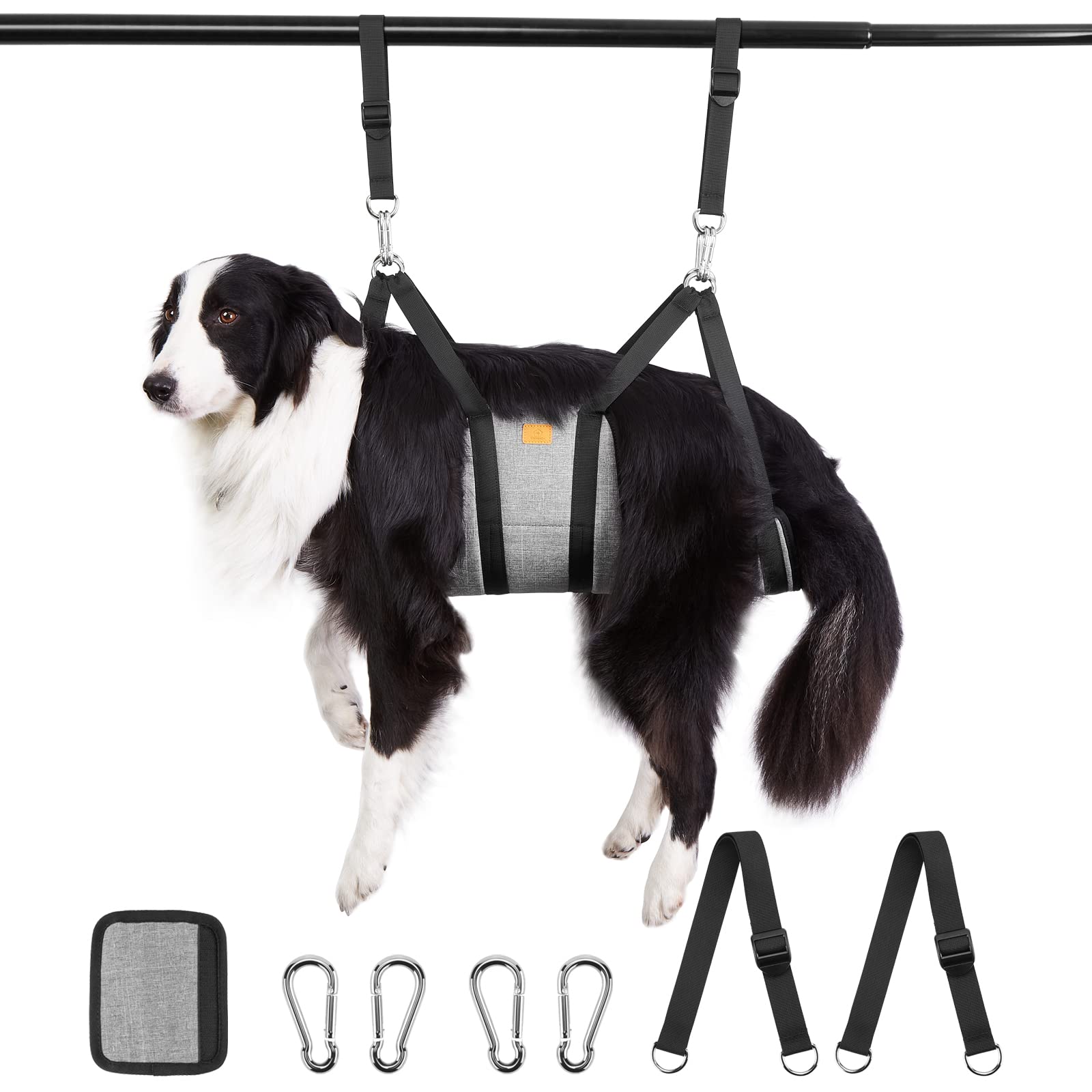 Ownpets Pet Grooming Hammock, Breathable Dog Harness Sling With Carabiners for Hair Nail Trimming Cutting & More, M