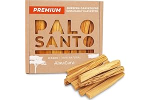AlmaCura Palo Santo Premium Sticks (8) Smudging Incense Certified Pure Ethically and Sustainably Harvested from Fallen Trees in Peru (NOT Ecuador). Protection, Meditation, Healing, Spiritual Cleansing