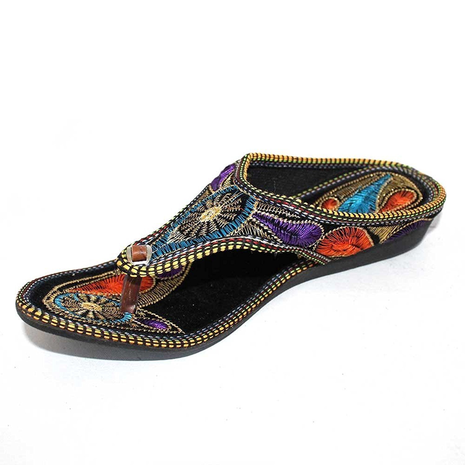 ar women girls partiwear hand embroidery round jaipuri sandal chappal 601