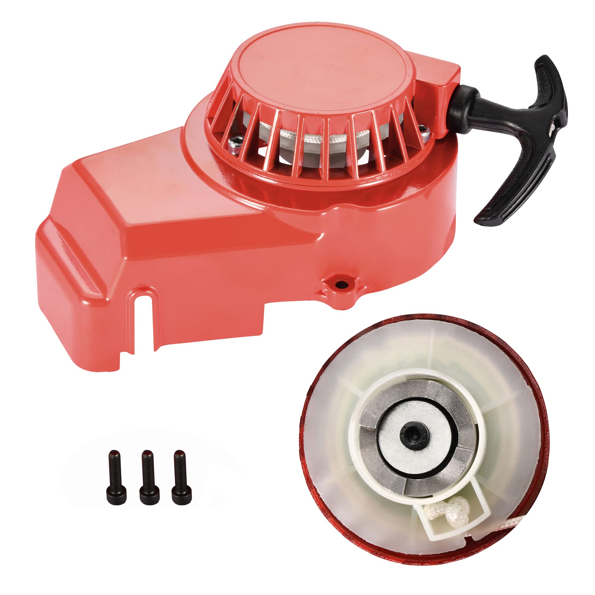 GOOFIT Motorcycle Alloy Pull Start Recoil Starter Replacement for KXD01 2 Stroke 43cc 47cc 49cc ATV Mini Dirt Bike Scooter Brush Cutter Water pump Red