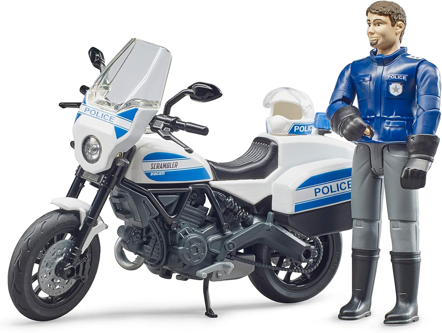 Scrambler Ducati Police Bike with Policeman, Blue/White, 63mm (W) x 136mm (L) x 95mm (H) - Image 5
