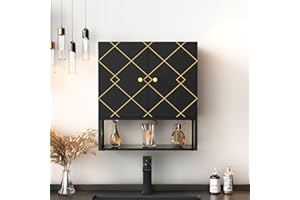 VOXANOXI Bathroom Cabinet Wall Mount with Golden Trim, Wood Bathroom Medicine Cabinet with Doors and Adjustable Shelves, Hanging Over The Toilet Storage Cabinet for Bathroom Laundry Kitchen