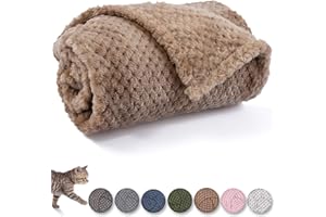 CUTEMATE Warm Soft Fuzzy Dog or Cat Blanket, Plush Fleece Throws for Bed, Couch, Sofa, Travel (L/40" x 48", Light Brown)