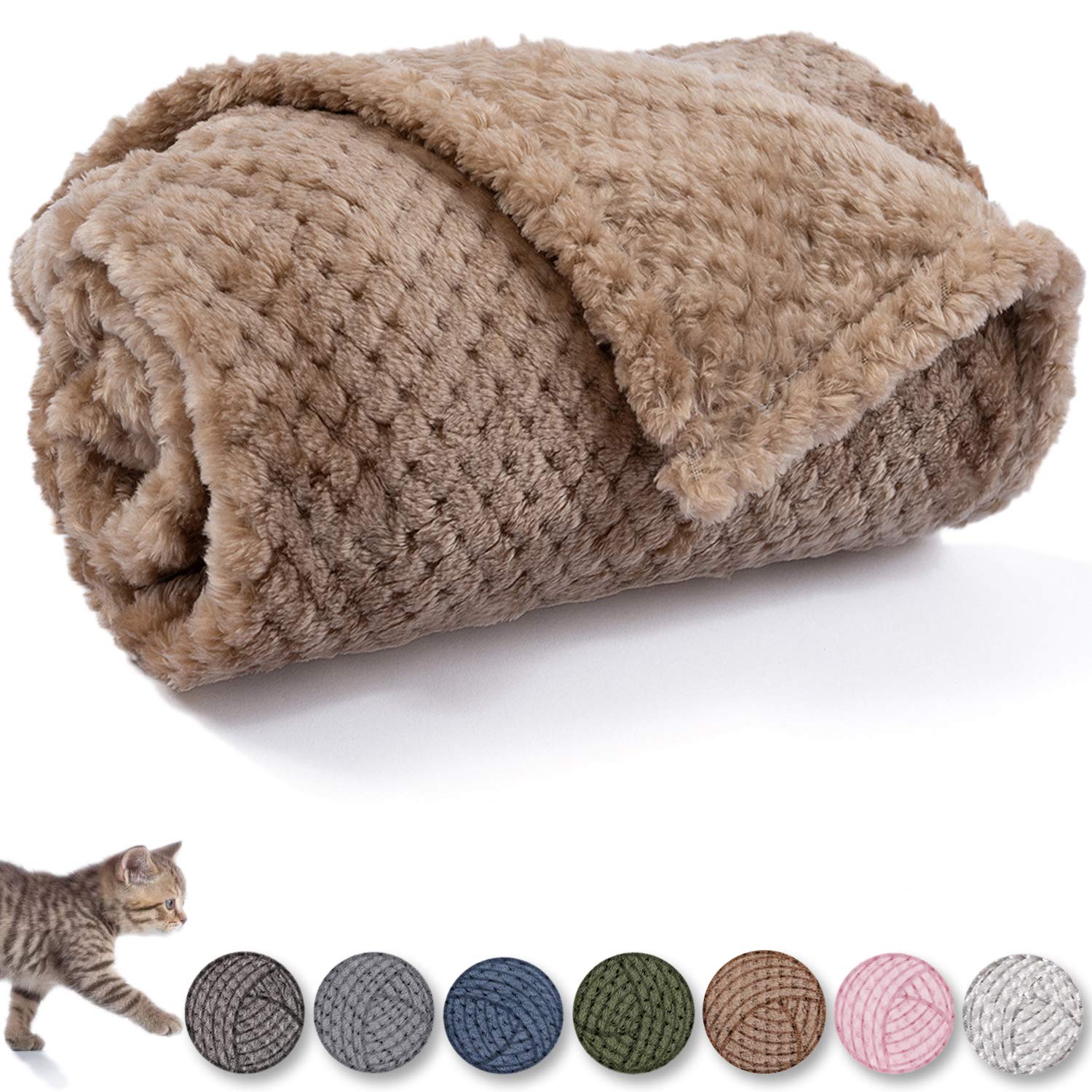 Photo 1 of Warm Soft Fuzzy Dog or Cat Blanket, Plush Fleece Throws for Bed, Couch, Sofa, Travel (L/40" x 48", Light Brown)