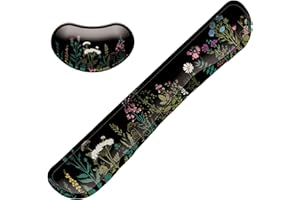 LIZPARE Keyboard Wrist Rest Mouse Wrist Support Set, Memory Foam Wrist Rest Pad for Computer Laptop Keyboard Mouse, Ergonomic Wrist Cushion Support for Typing Pain Relief, Gaming Home Office, Flowers Grass