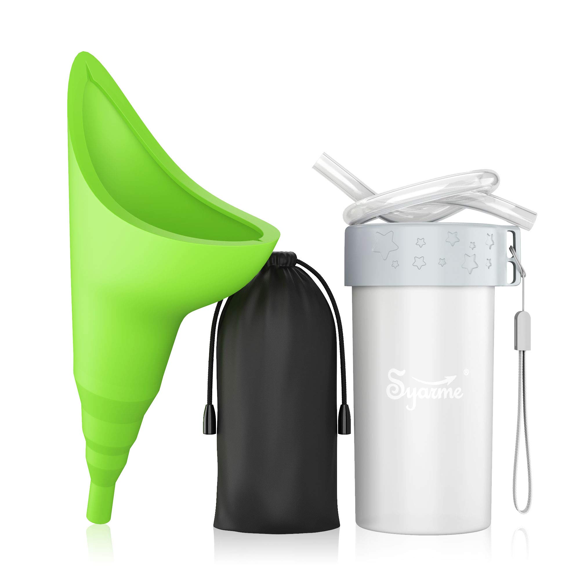 Syarme Female Urination Device,Portable Reusable Urinal Funnel with Extension Tube,Small Folding Storage,Suitable for Travel,Festivals,Camping,Traffic Jams,Etc,Includes Waterproof Bag,Waterproof Cup — image 1