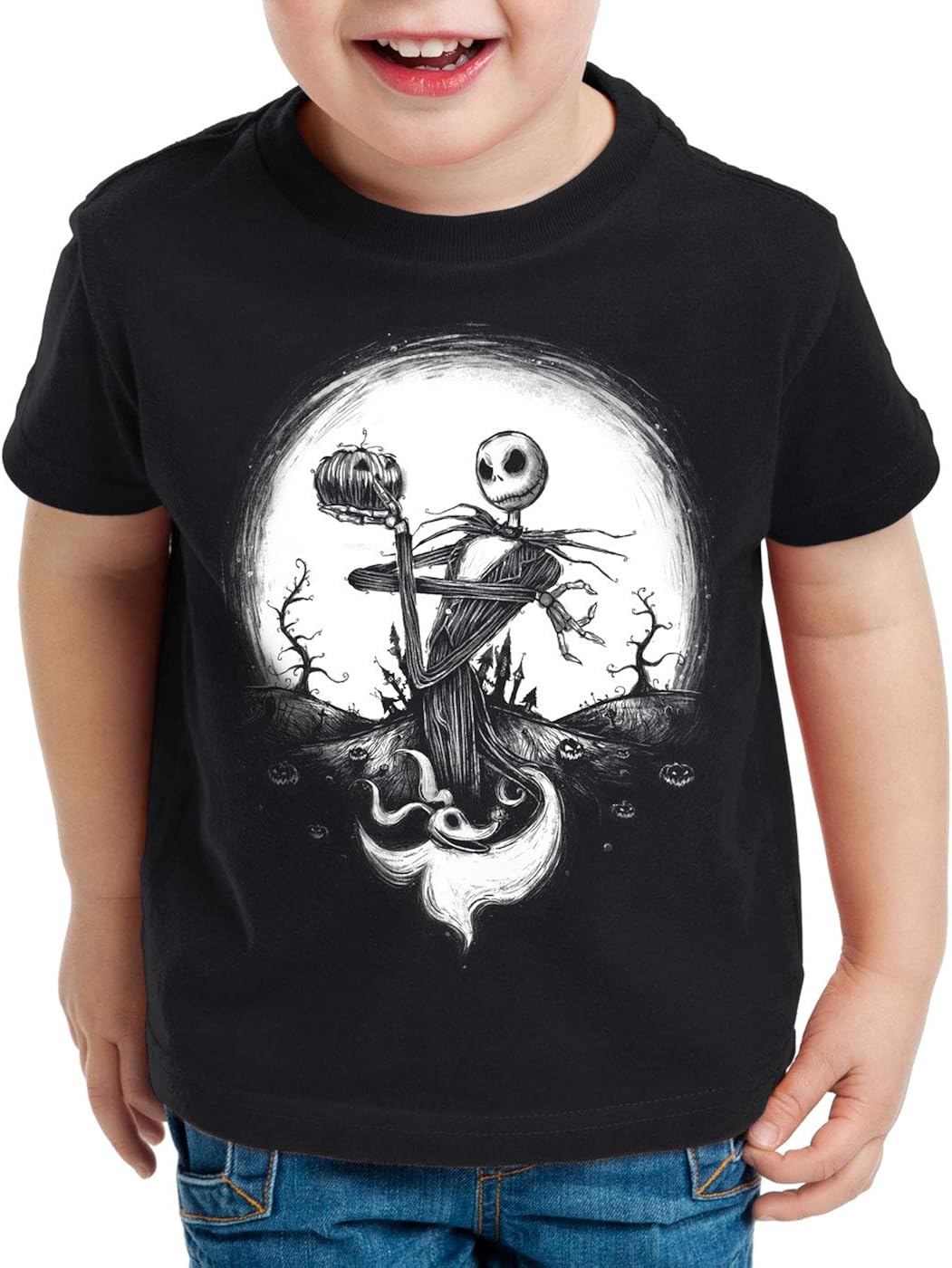 CottonCloud Skellington Jack Camiseta Para Hombre T-Shirt Christmas Before Nightmare, Talla:S