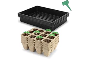 CEED4U Seed Starter Kit Propagator Plant Grow Kit, 96 Cells Peat Pot Trays, 15x11 Inches Growing Trays, 15 Packs Plant Labels, Plant Cultivation Set for Indoor Outdoor Classrooms Greenhouse