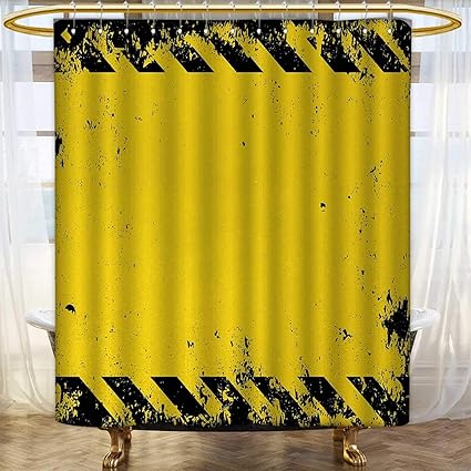 Amazon Com Anhounine Vintage Yellow Print Shower Curtain Hazard
