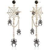 Firopia Halloween Dangle Earrings for Women | Spooky Skeleton Skull Ghost Spider Web Witch Castle Pumpkin Earrings | Costume Party Earrings Holiday Jewelry Gifts