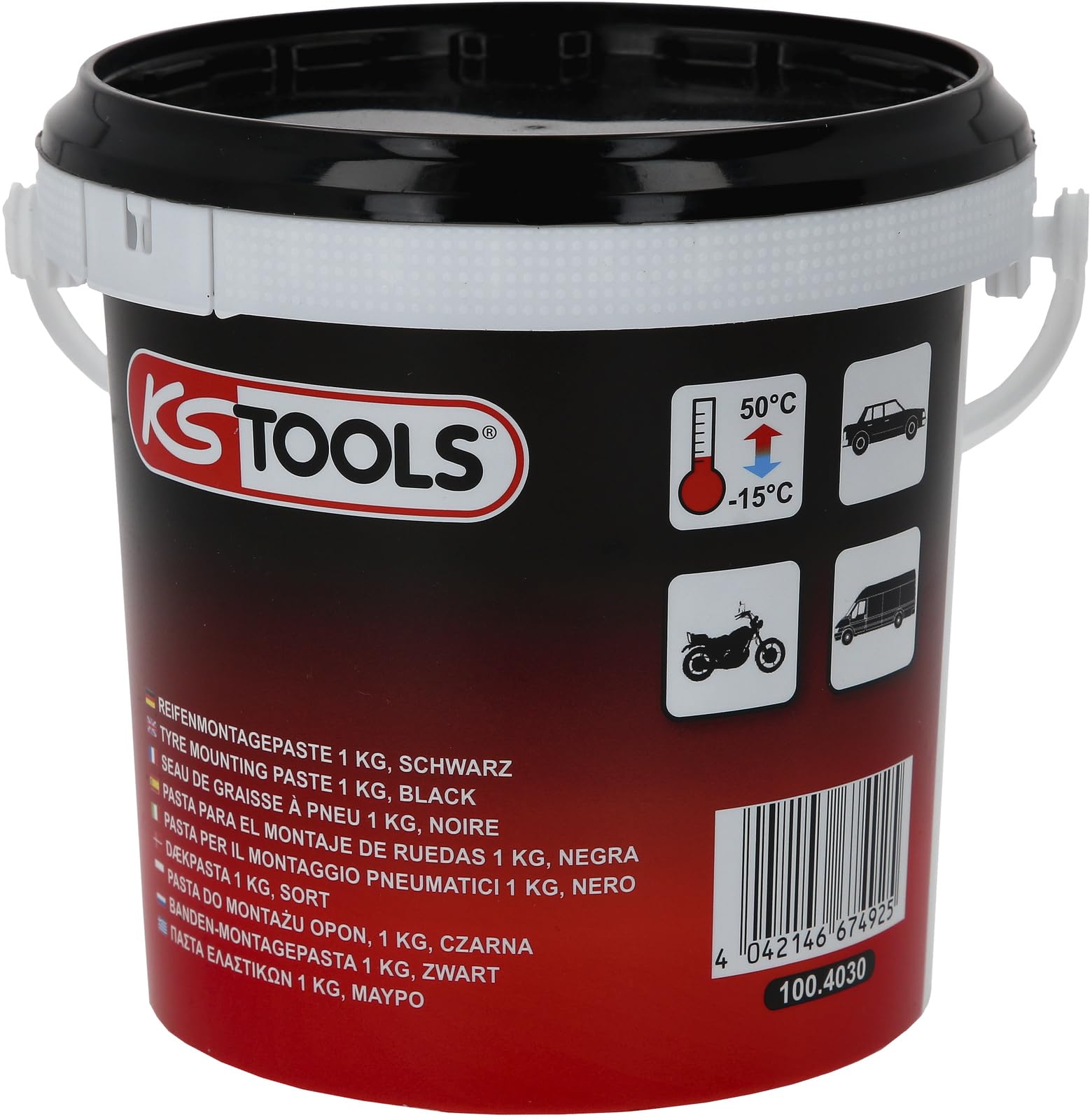 KS Tools - 100.4030 - Black tyre Grease Bucket - 1 kg - for All Types of Vehicles