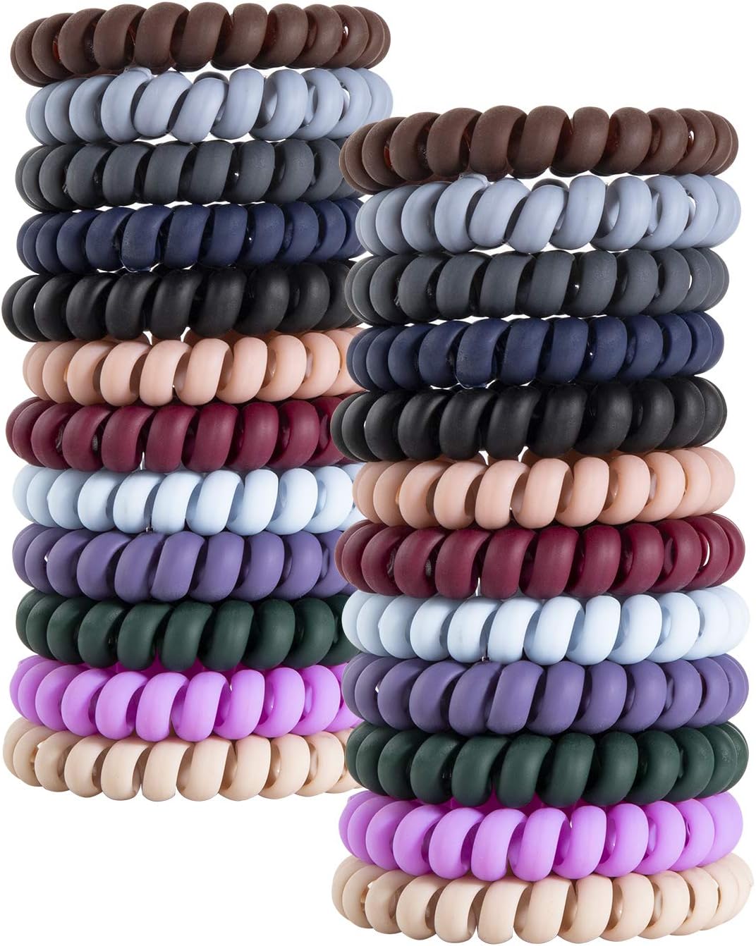 Waloden 24 Pieces Spiral Hair Ties Phone Cord Hair Ties Elastics Hair Bands 12 Colors