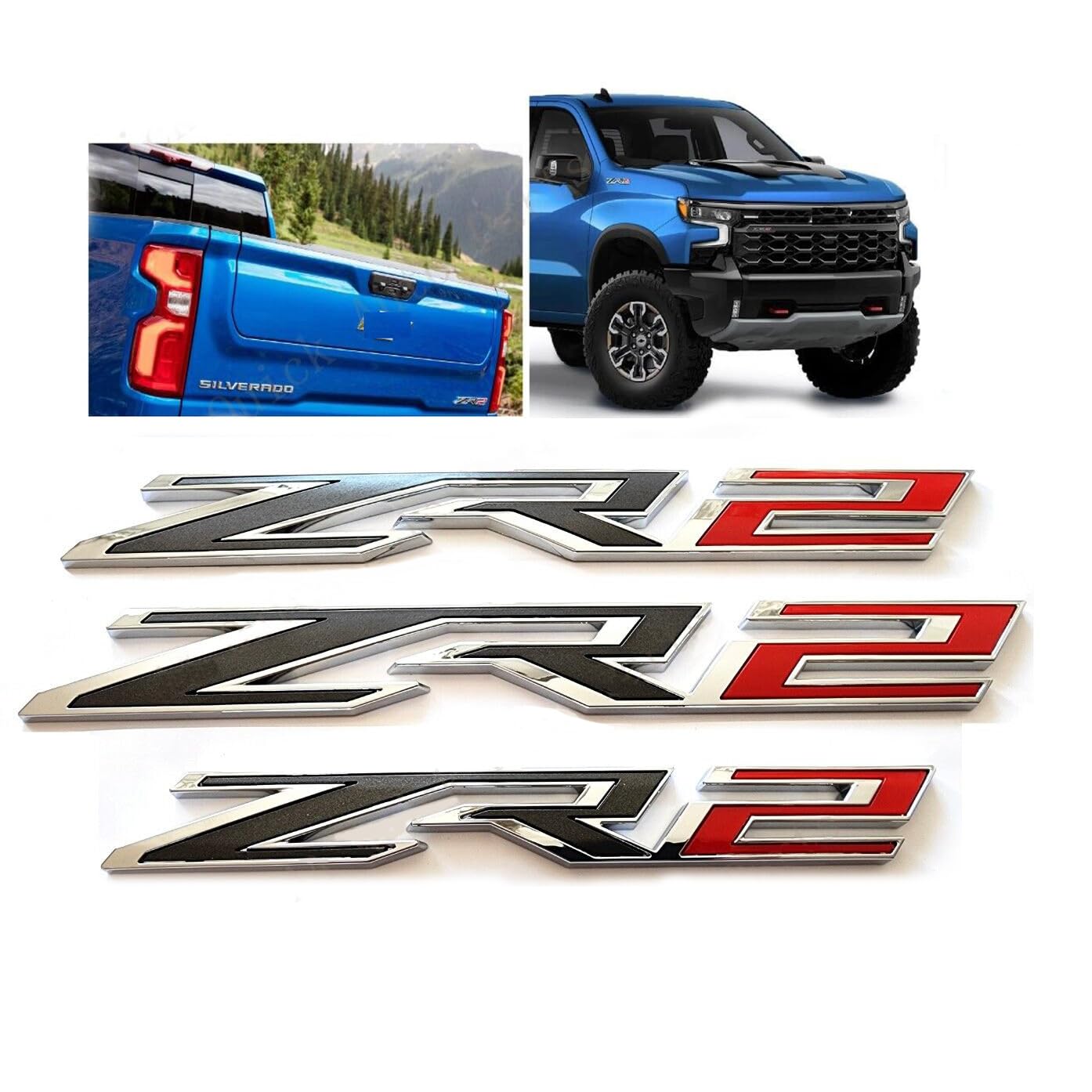 Zr2 Emblems 3pack OEM Two Side ZR2 Emblems Badges Plus Rear ZR2 Compatible with ...