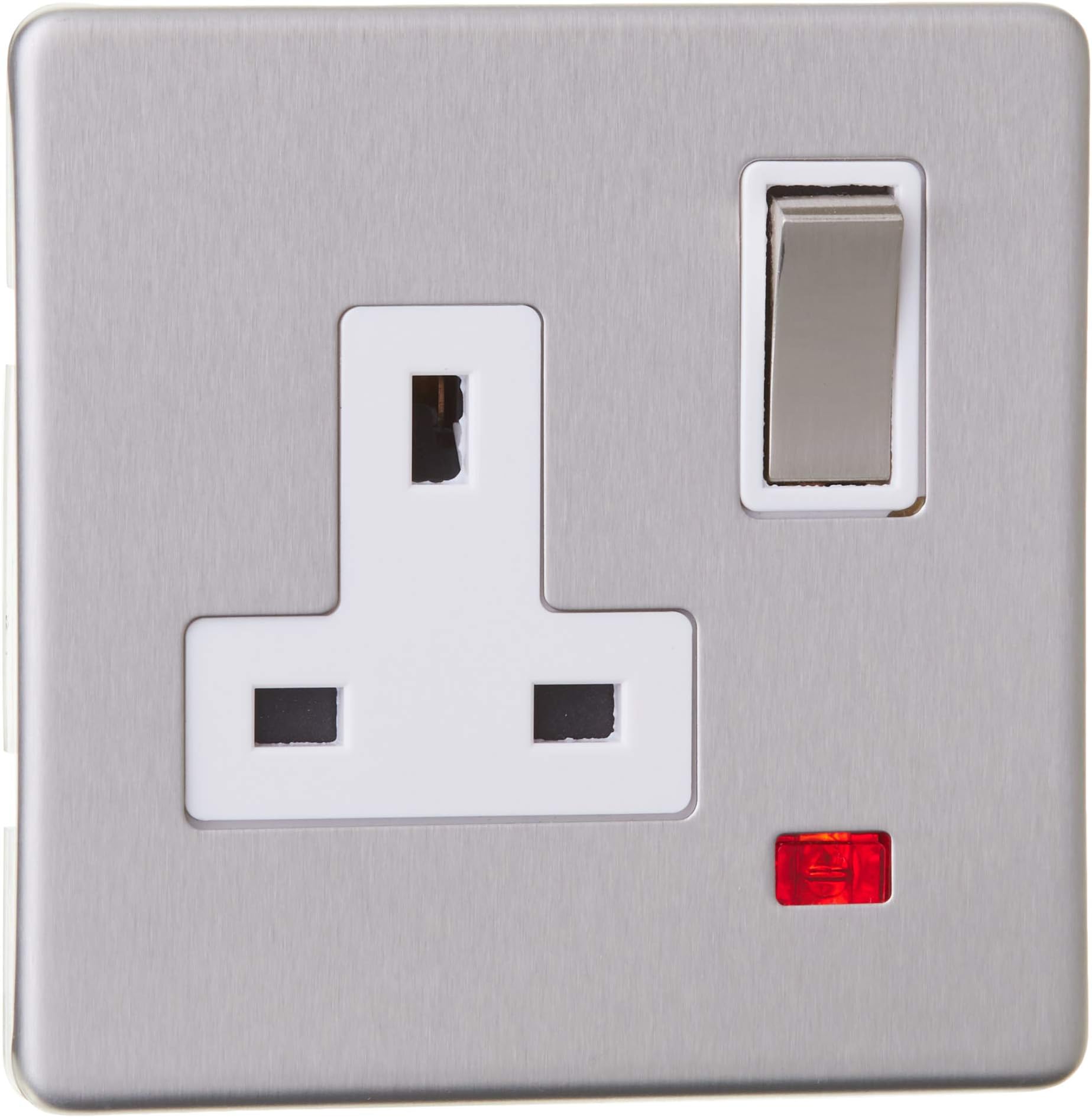 Contactum LYR3347BSWM DP Neon Socket, 1 Gang, 13A, White