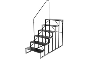 FRUYYZL RV Steps with Handrail｜6 Step RV Stairs with Handrail｜Update 3.0 Outdoor RV Ladders with Anti-Slip Pedals｜Mobile Home Stairs for Travel Trailers｜Heavy Duty Camper Steps for Camper, Porch, Spa