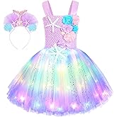 SKCAIHT Mermaid Costume Light Up Dress for Girls - Birthday Party Gifts, Decorations, Halloween Costumes (5-6 Years)