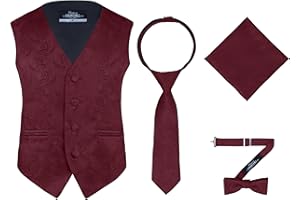 S.H. Churchill & Co. Boys 4 Piece Formal Paisley Vest and Tie Set
