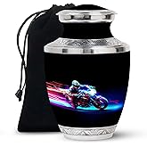 KARYLIZ Motorcycle Urn for Human Ashes Adult Female, Biker Urns - Large Decorative Cremation Urns for Women, Ash Container for Biker, Memorial Burial Urn for Ashes, 10 Inch