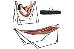 DlandHome Adjustable Hammock with Stand,2 Person Hammocks with 1 Hammock&1 Hanging Chair,Versatile 2-in-1,Multi-Functional Do