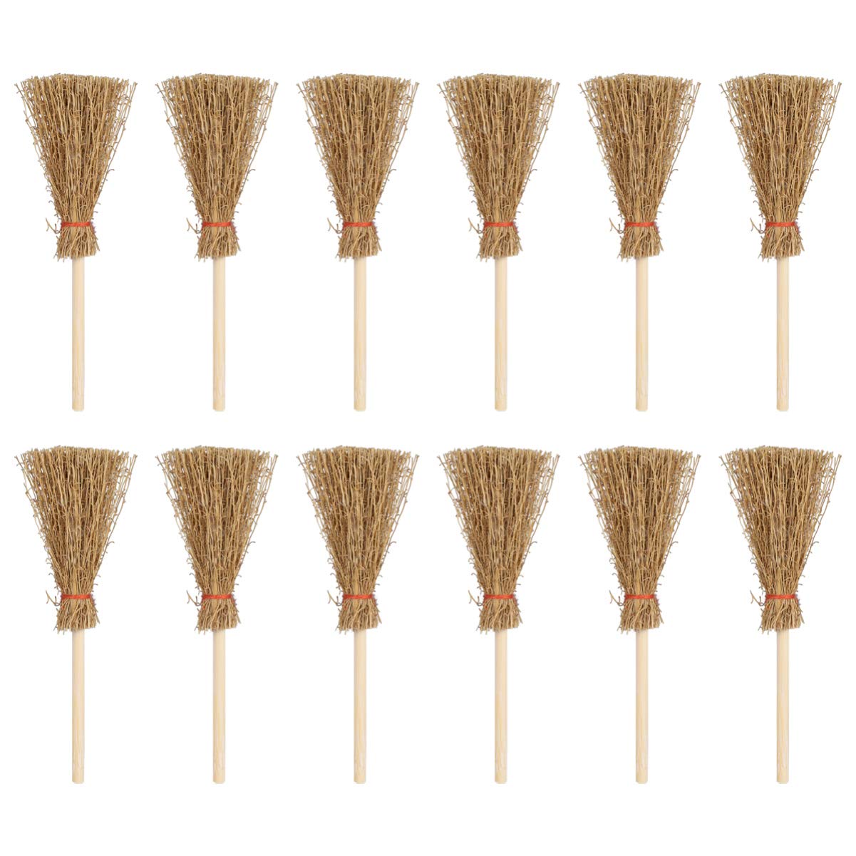 Healifty 12 Pcs Mini Broom Witch Broom Dollhouse Miniature Fairy Garden Broom Tools Tooth Fairy Toy Accessories DIY Crafts Playset Accessories for Kids DIY Fairy Garden